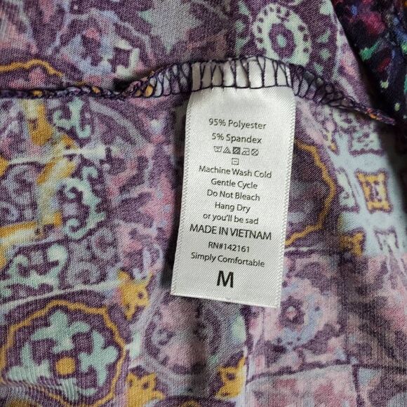 LuLaRoe Carly Tunic Dress Women’s M Purple Mosaic Print High Low Hem - Picture 4 of 6